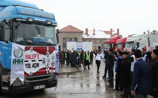 Erzurum’dan Halep’e 16 TIR yardım gönderildi