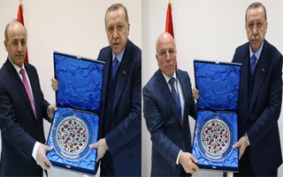 Erdoğan buz hokeyi sopası ile vuruş yaptı