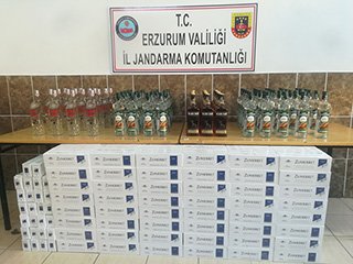 Erzurum’da kaçak içki ve sigara operasyonu
