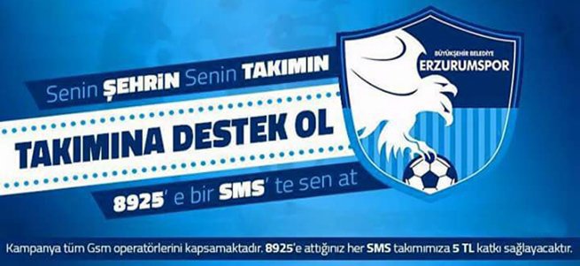 BB Erzurumspor'a SMS'li Destek