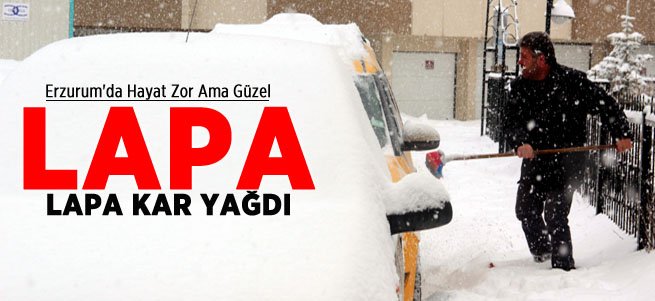 Erzurum'a Lapa Lapa Kar Yağdı