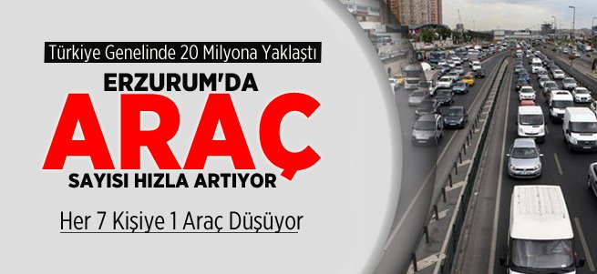 Erzurum'da Araç Sayısı Hızla Artıyor