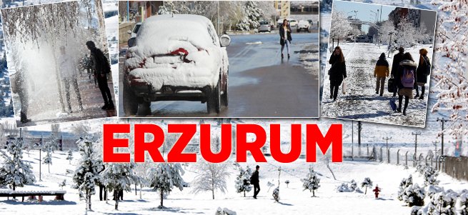 Erzurumlular Güne Beyaz Örtü İle Uyandı