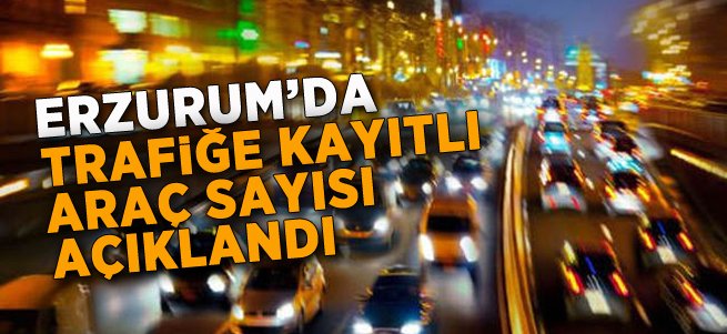 Erzurum'da Trafiğe Kayıtlı Araç Sayısı