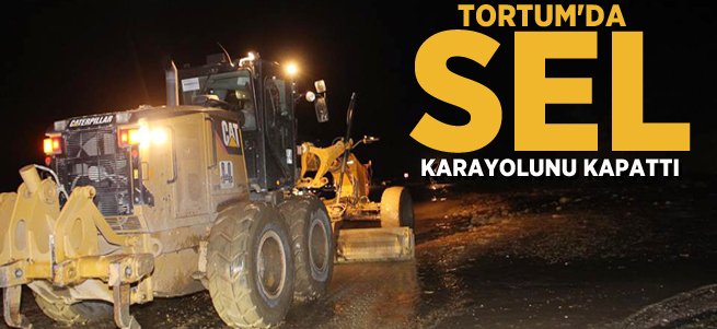 Tortum'da Sel Karayolunu Kapattı