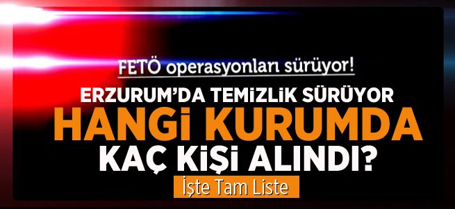 Erzurum'da FETÖ Bilançosu! İşte O Liste