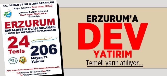 Erzurum’a 206 Milyon TL’lik 24 tesis 
