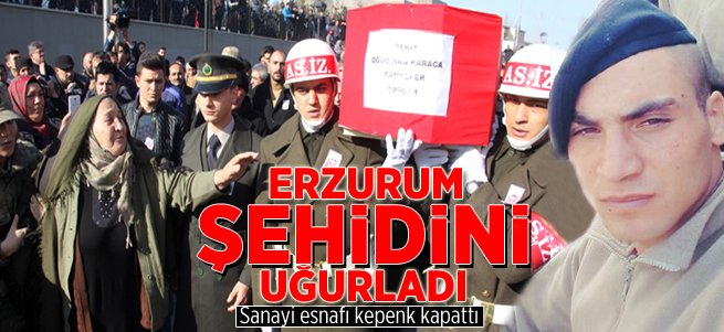 Erzurum'da binlerce kişi şehidini uğurladı