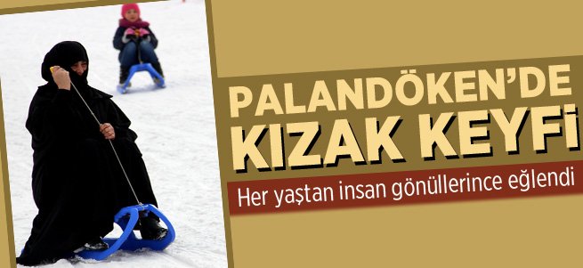 Palandöken’de düşe kalka kızak keyfi