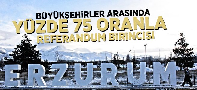 Erzurum büyükşehirler arasında birinci oldu