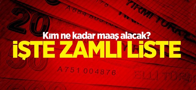 Kim ne kadar maaş alacak? İşte zamlı liste