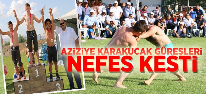 Aziziye Karakucak güreşleri nefes kesti