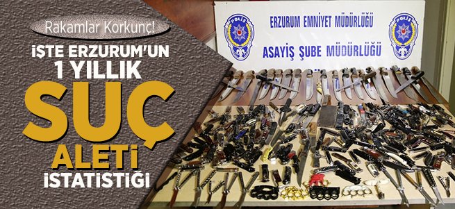 İşte Erzurum'un 1 yıllık suç aleti istatistiği