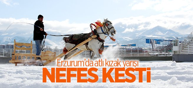 Erzurum’da atlı kızak yarışı 