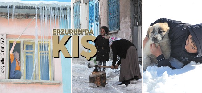 Erzurum'da kar manzaraları