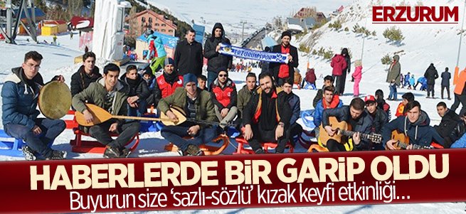 Erzurum'da ‘sazlı sözlü’ kızak keyfi 