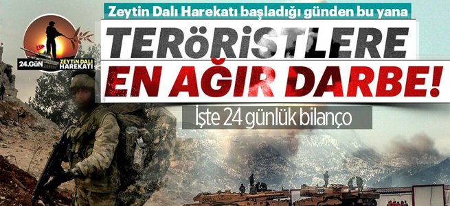 TSK'dan 'Afrin' açıklaması! İşte 24 günlük bilanço