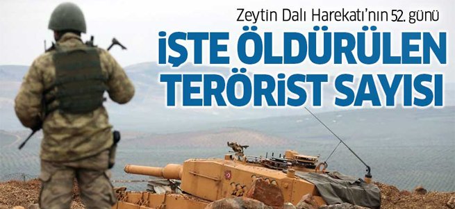 TSK açıkladı! Afrin'de 3347 terörist öldürüldü