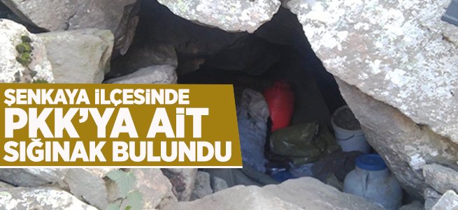 Şenkaya'da PKK'ya ait sığınak bulundu