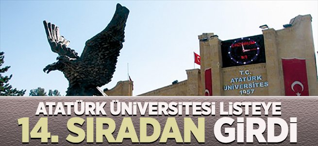 Atatürk Üniversitesi listeye 14. sıradan girdi