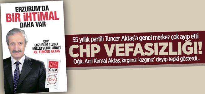 Tuncer Aktaş'a CHP'den büyük vefasızlık!