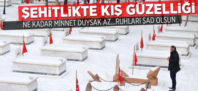 Şehitlikte kış güzelliği