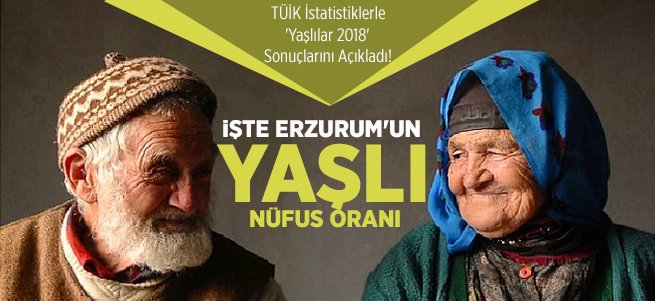 Erzurum 2018 yılı yaşlı nüfus oranı açıklandı