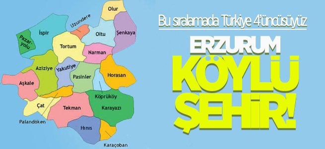 Erzurum köy sayısında Türkiye 4’üncüsü