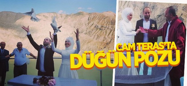 Tortum Cam Teras'ta Düğün Pozu