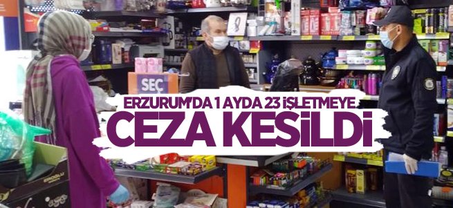 Erzurum'da 1 ayda 23 işletmeye ceza kesildi