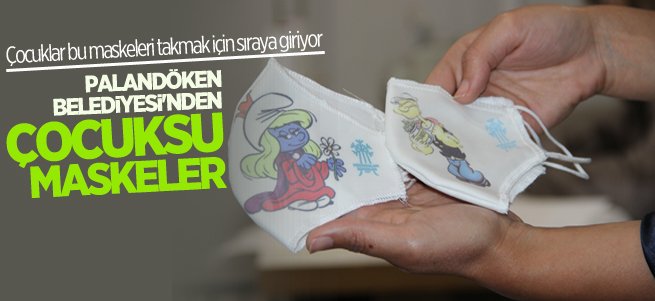 Çocuklar bu maskeleri takmak için sıraya giriyor