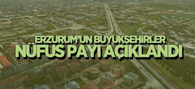Erzurum’un büyükşehirler nüfus payı açıklandı
