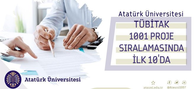 Atatürk Üniversitesi proje sıralamasında ilk 10’da
