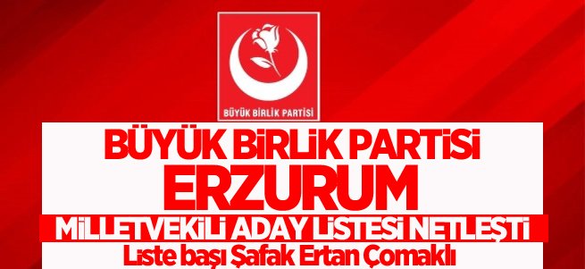 Büyük Birlik Partisi Erzurum Aday Listesi belli oldu