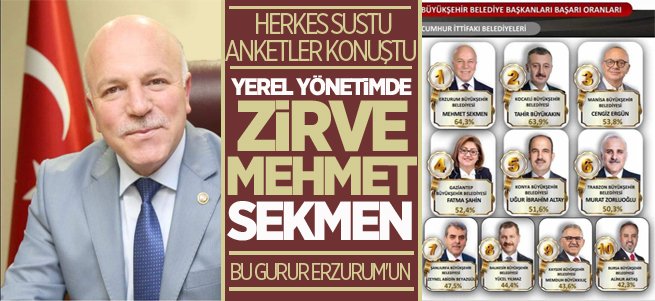 Yerel yönetimlerin zirvesinde Mehmet Sekmen var